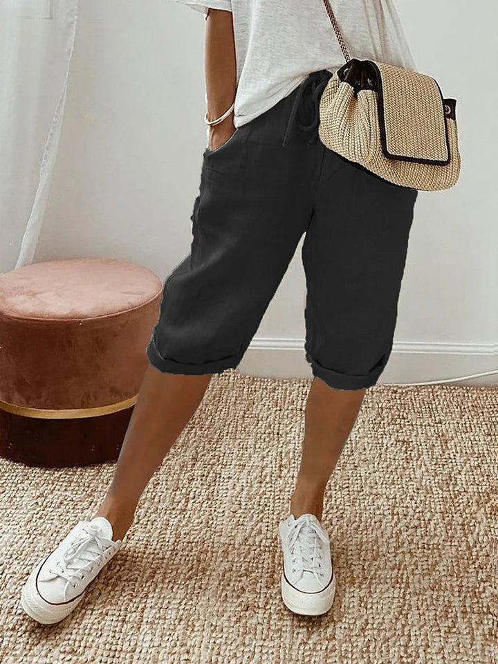 Relaxed Summer Shorts with Drawstring in black