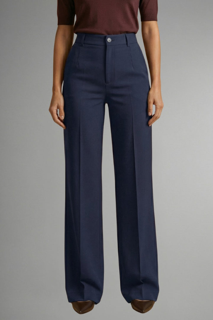 High Waist Straight Leg Pants in dark blue