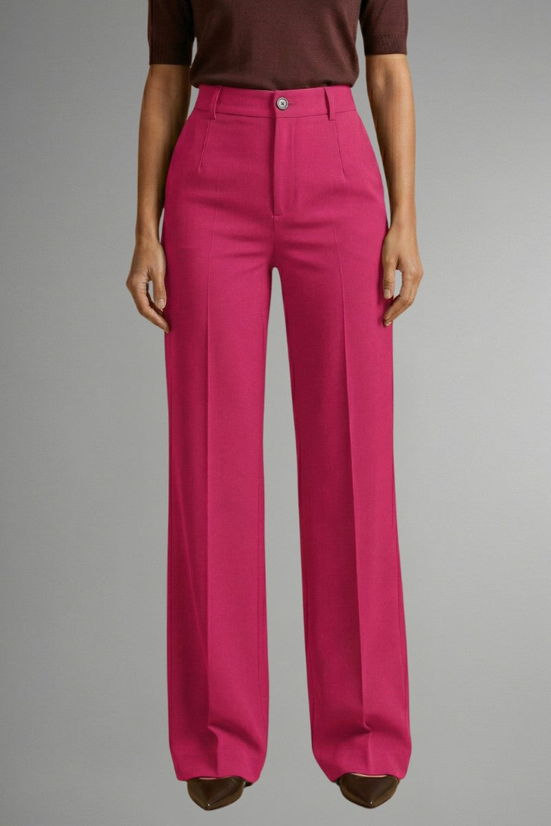 High Waist Straight Leg Pants in pink