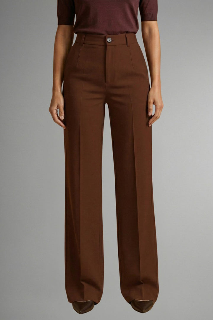 High Waist Straight Leg Pants in brown