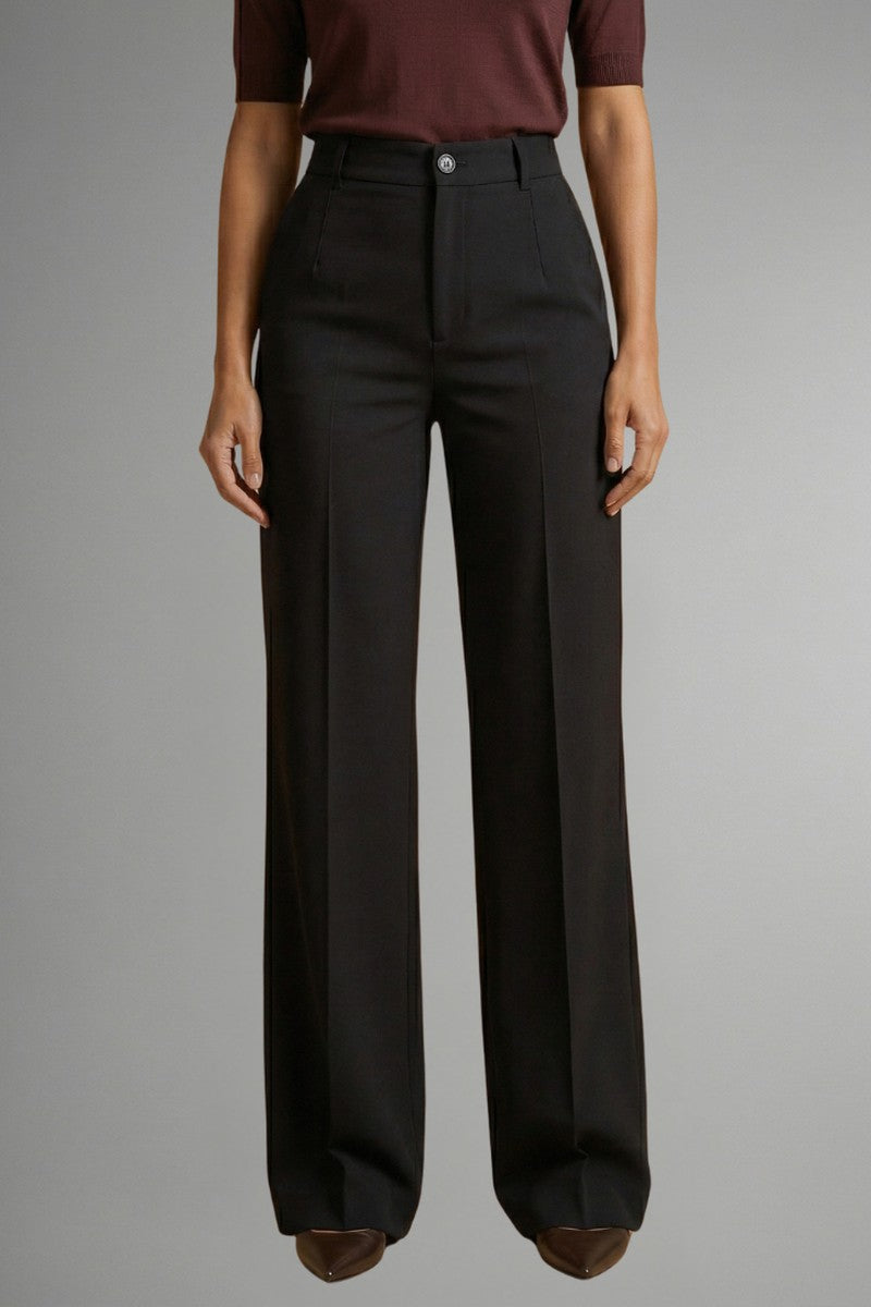 High Waist Straight Leg Pants in black