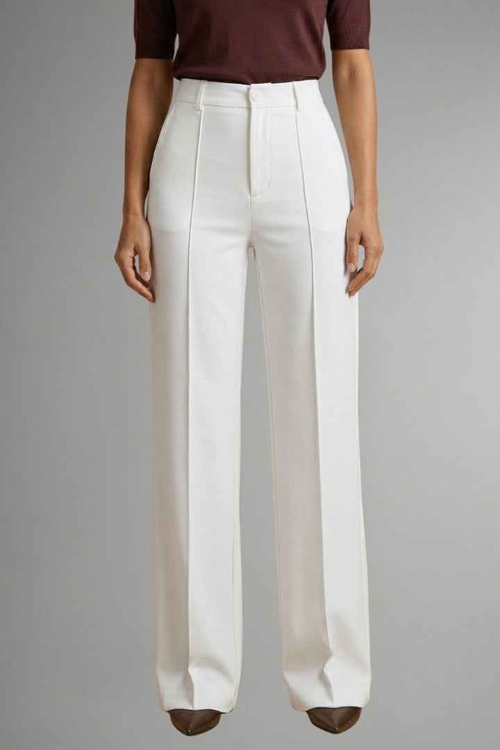 High Waist Straight Leg Pants in white