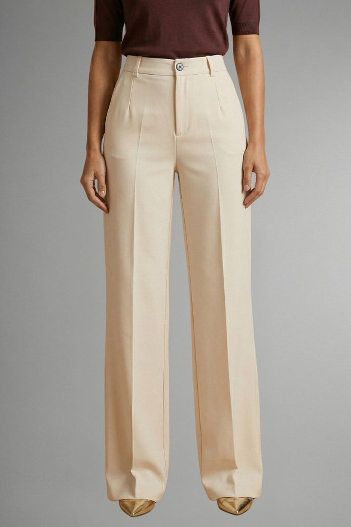 High Waist Straight Leg Pants in beige