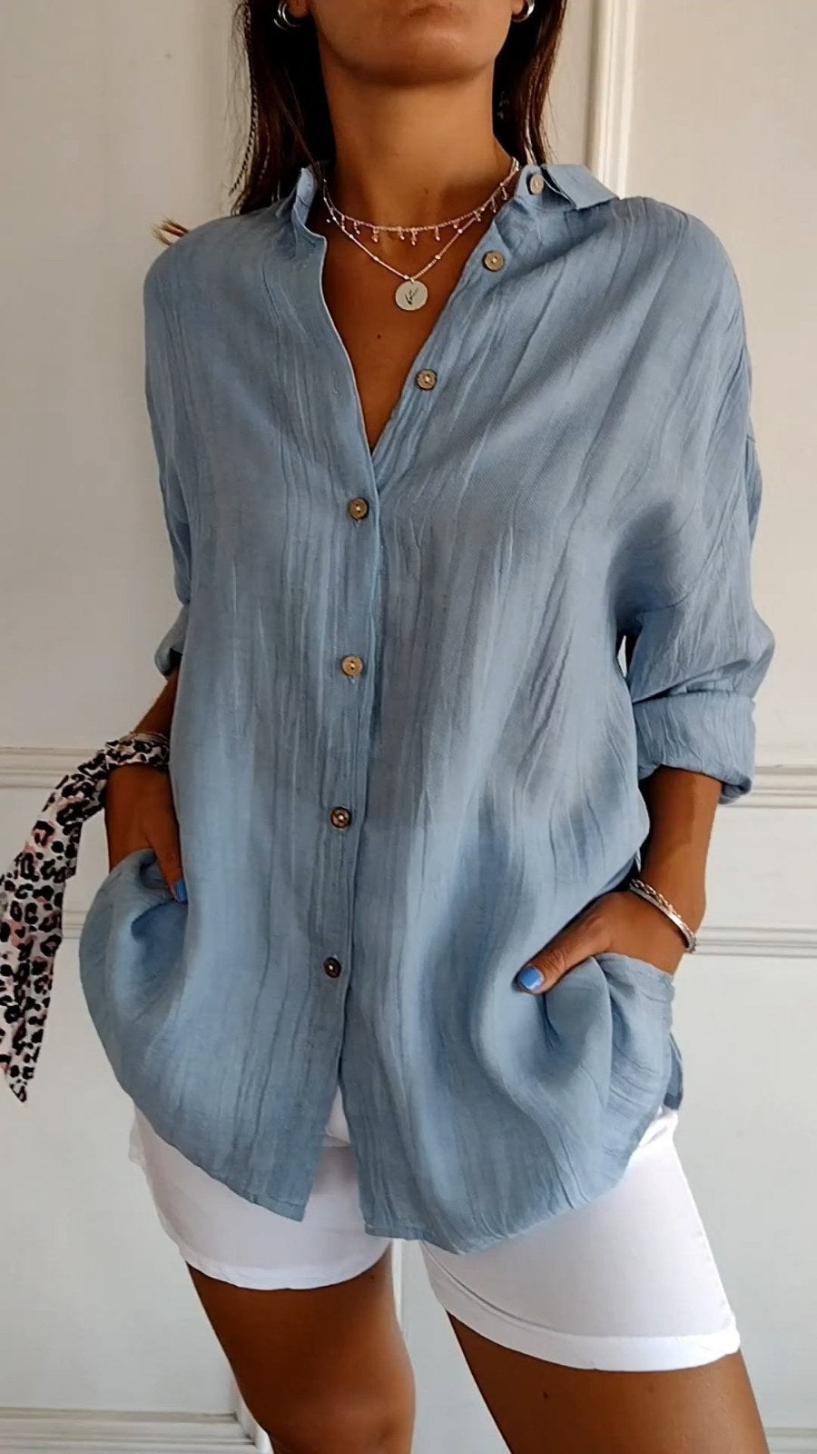 Oversized Linen Shirt with Buttons — Marisol