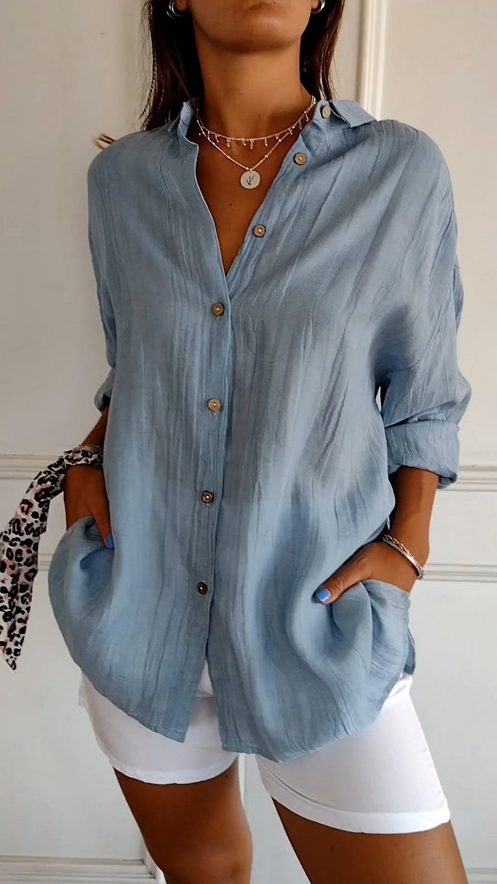 Oversized Linen Shirt with Buttons — Marisol