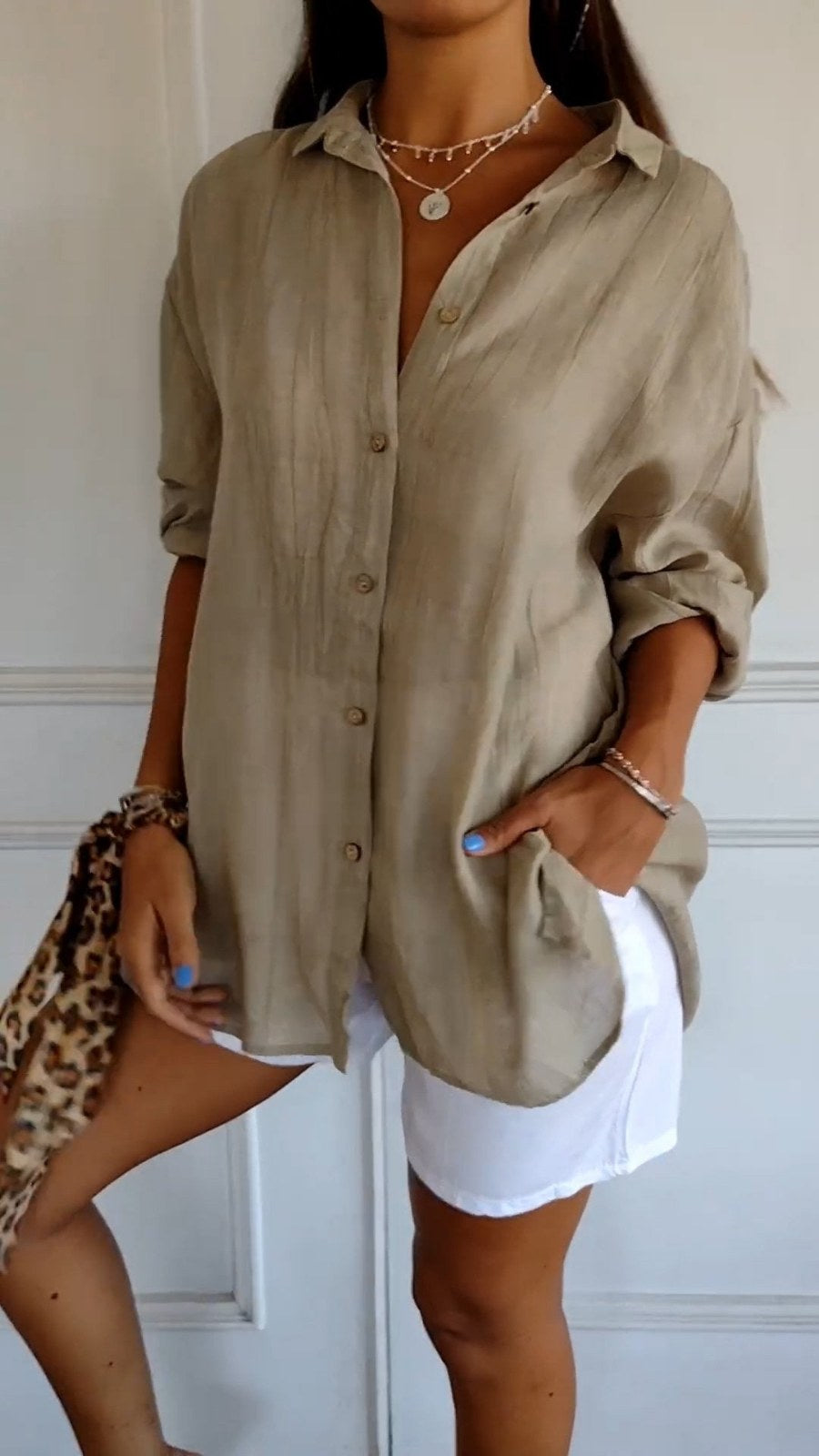 Oversized Linen Shirt with Buttons — Marisol