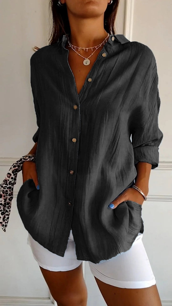 Oversized Linen Shirt with Buttons — Marisol