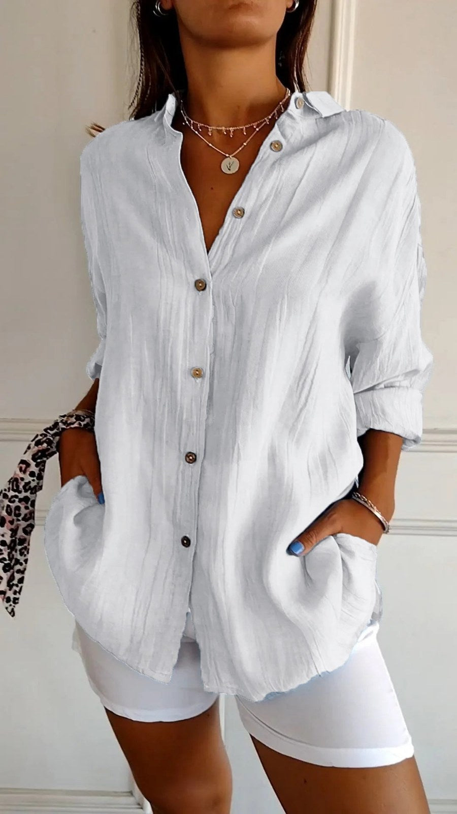 Oversized Linen Shirt with Buttons — Marisol