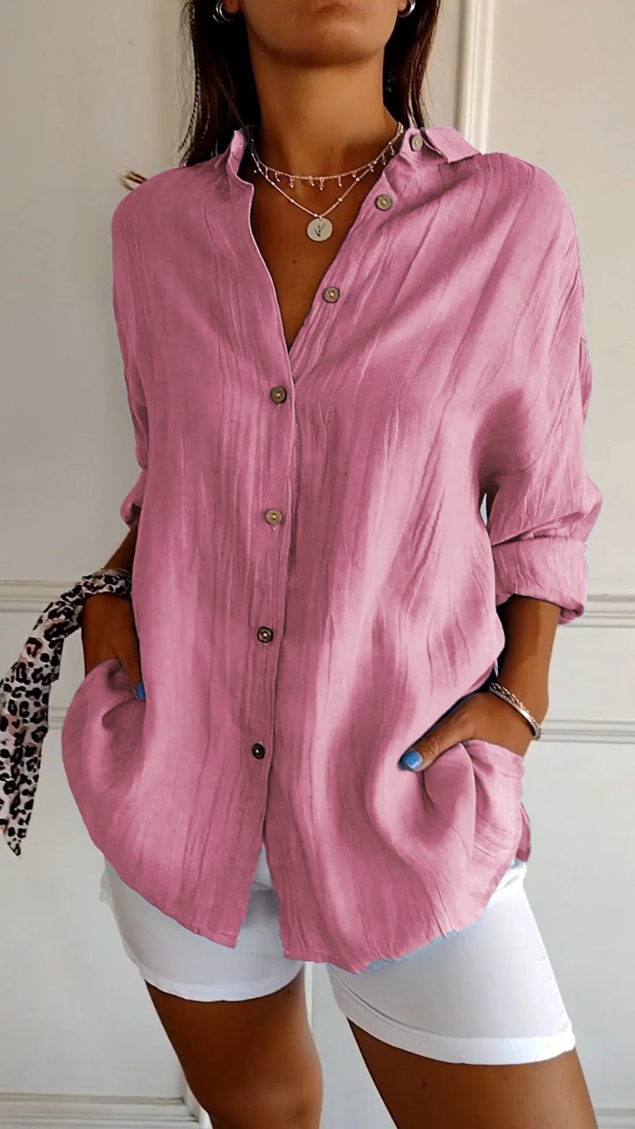 Oversized Linen Shirt with Buttons — Marisol
