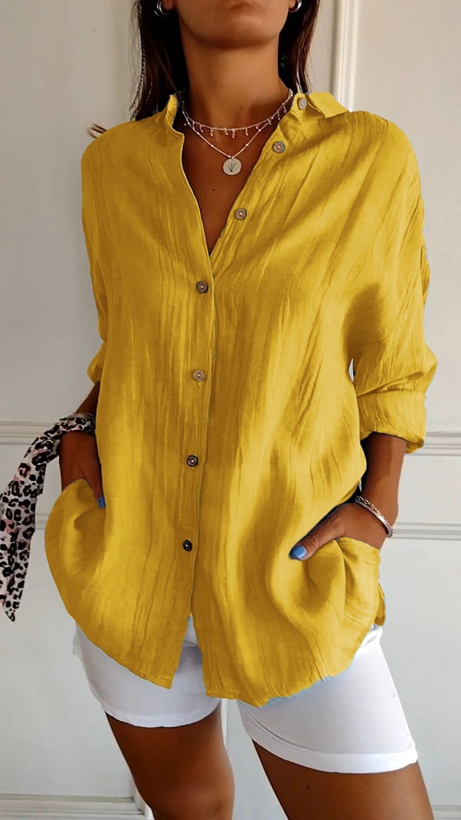 Oversized Linen Shirt with Buttons — Marisol