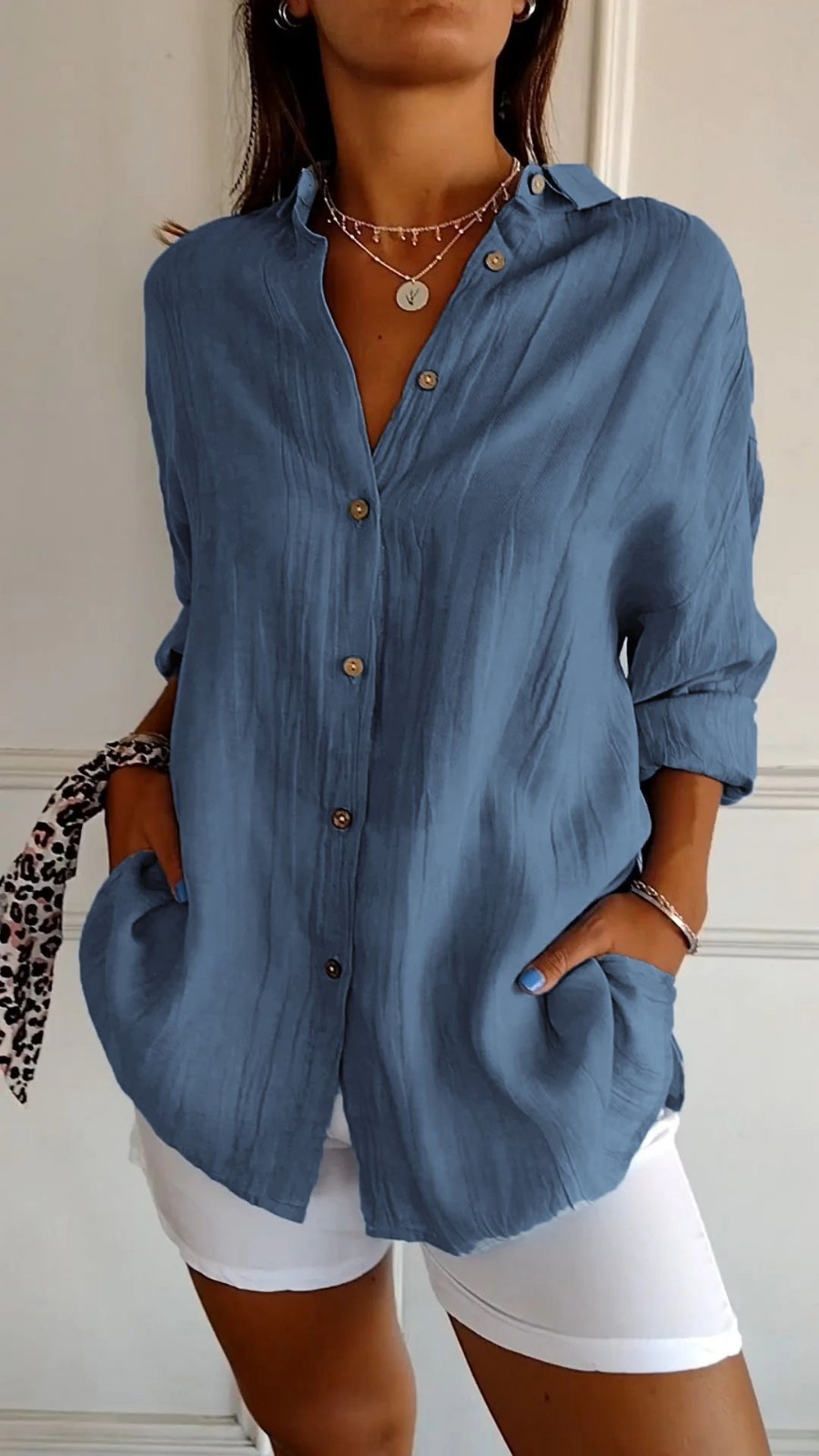 Oversized Linen Shirt with Buttons — Marisol