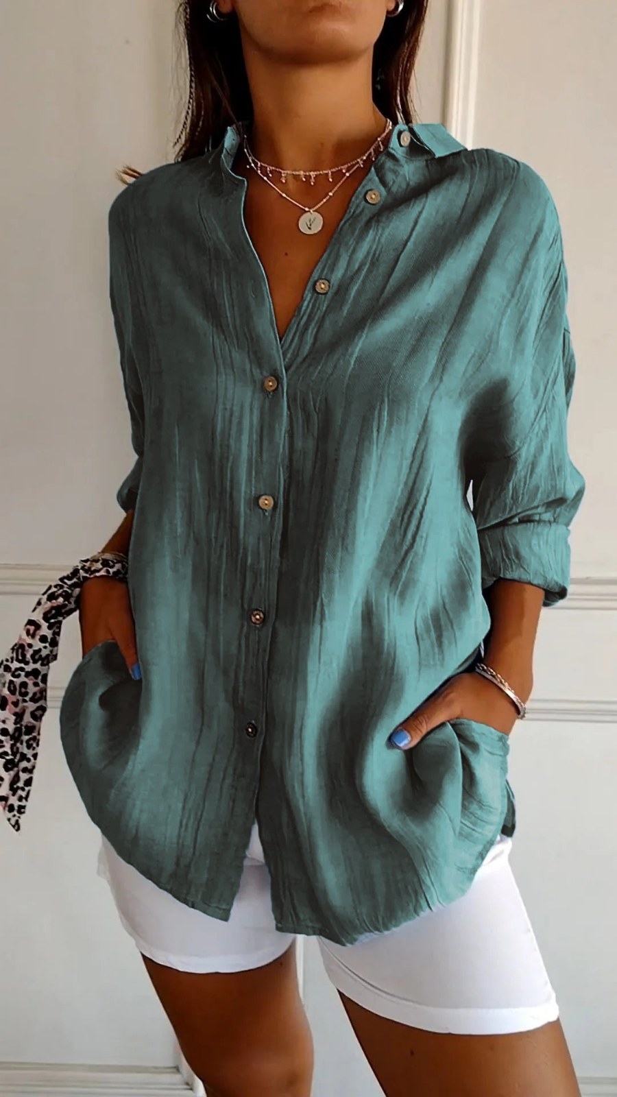 Oversized Linen Shirt with Buttons — Marisol