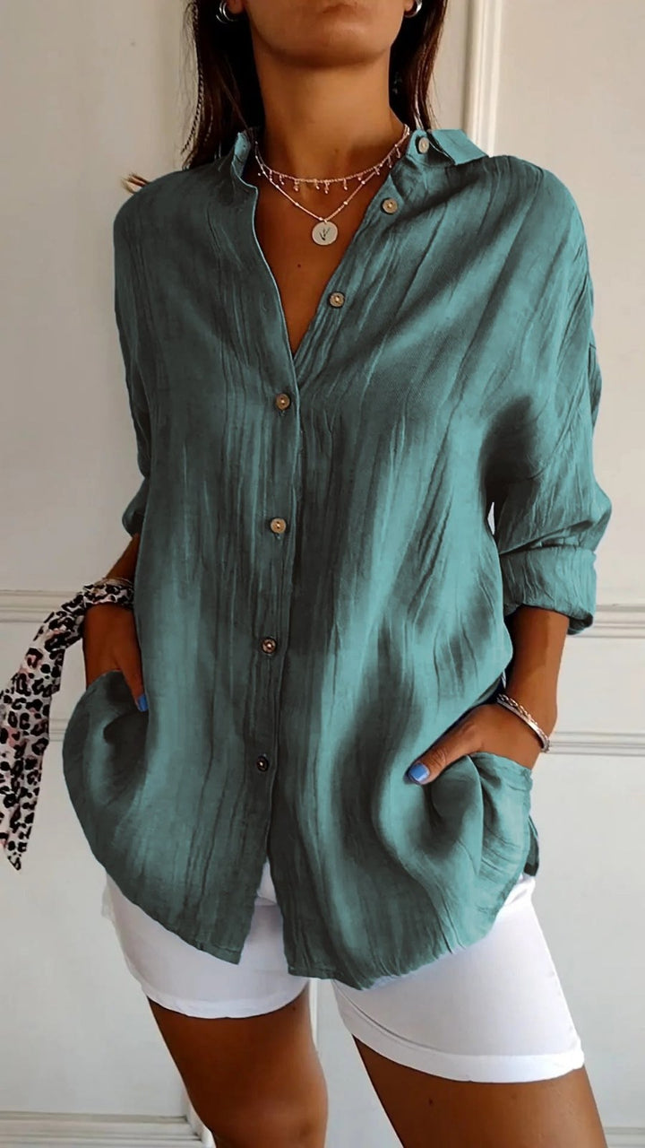 Oversized Linen Shirt with Buttons — Marisol