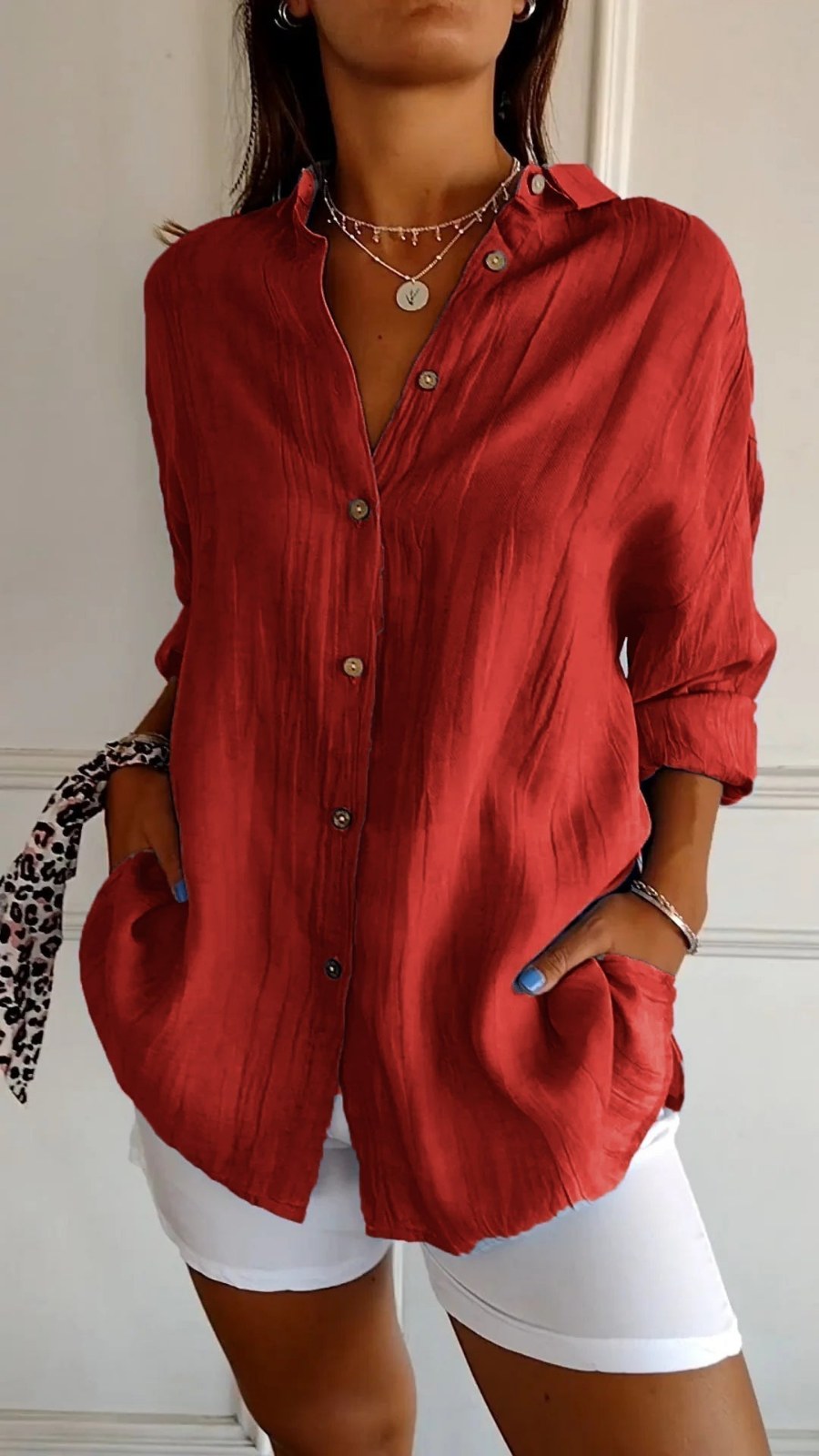 Oversized Linen Shirt with Buttons — Marisol