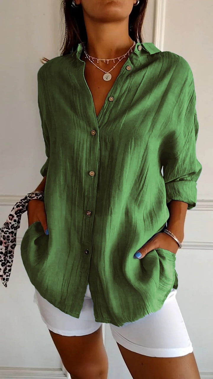 Oversized Linen Shirt with Buttons — Marisol