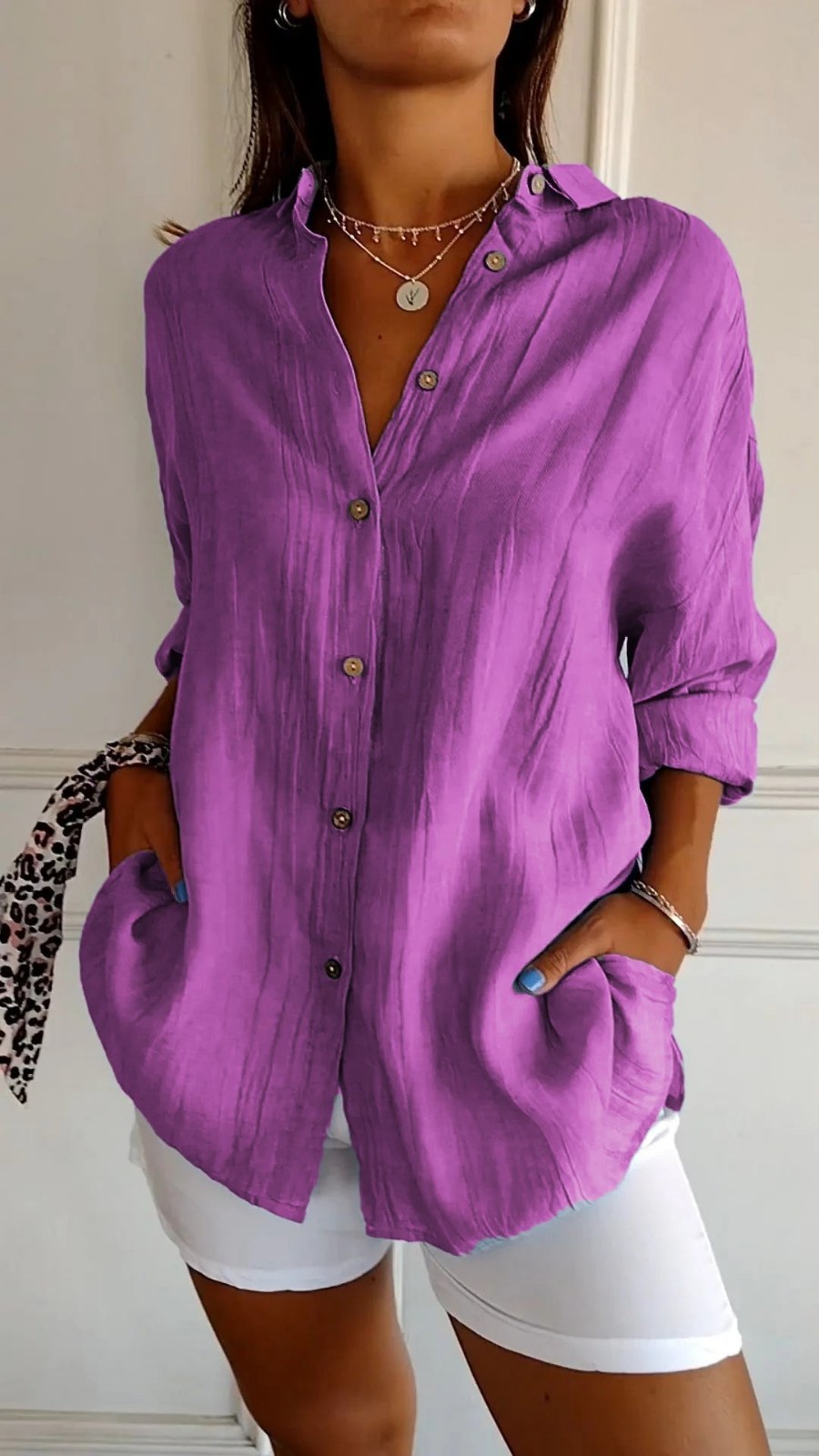 Oversized Linen Shirt with Buttons — Marisol