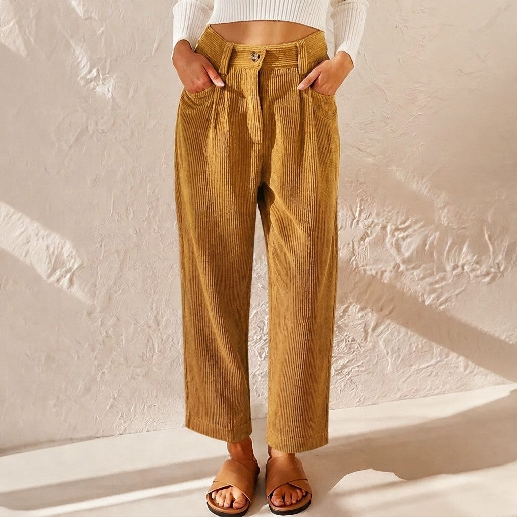 High Waist Corduroy Wide Leg Pants