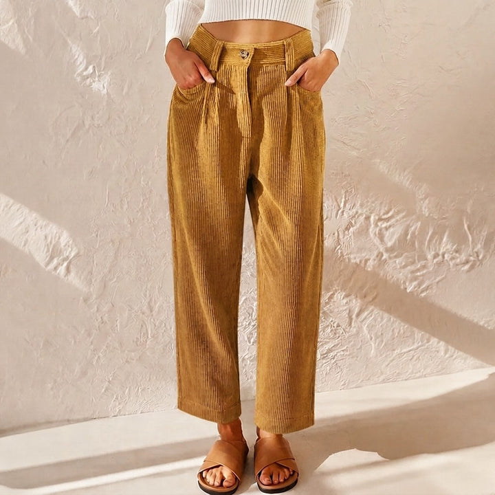 High Waist Corduroy Wide Leg Pants