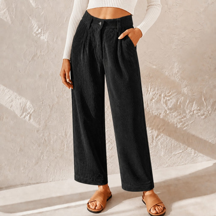 High Waist Corduroy Wide Leg Pants