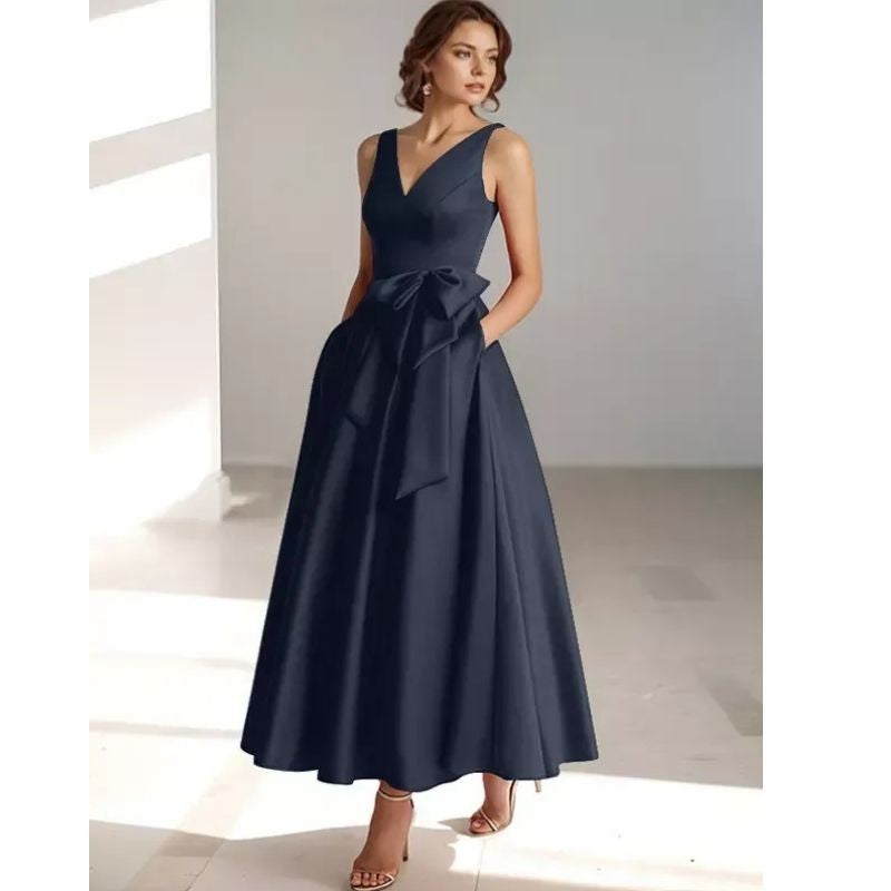 Satin Pleated Midi Dress for Women — Nadine, image 2
