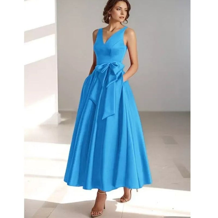 Satin Pleated Midi Dress for Women — Nadine, image 3