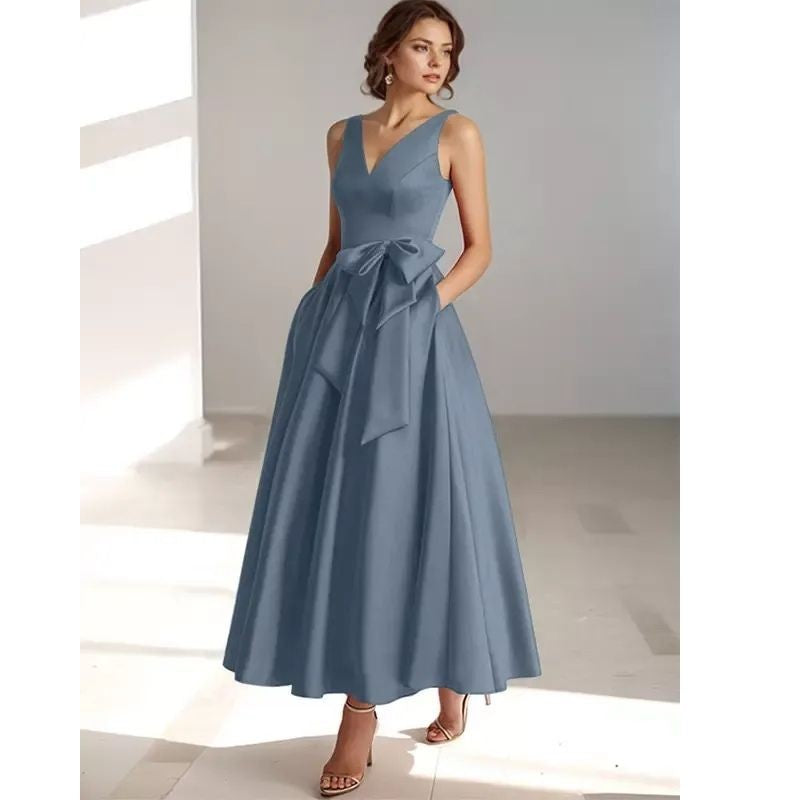 Satin Pleated Midi Dress for Women — Nadine, image 4