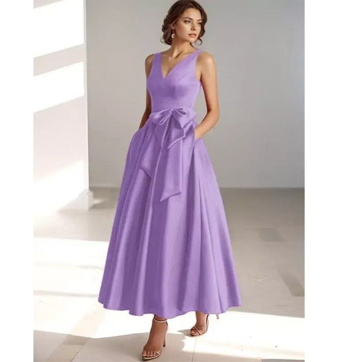 Satin Pleated Midi Dress for Women — Nadine, image 5