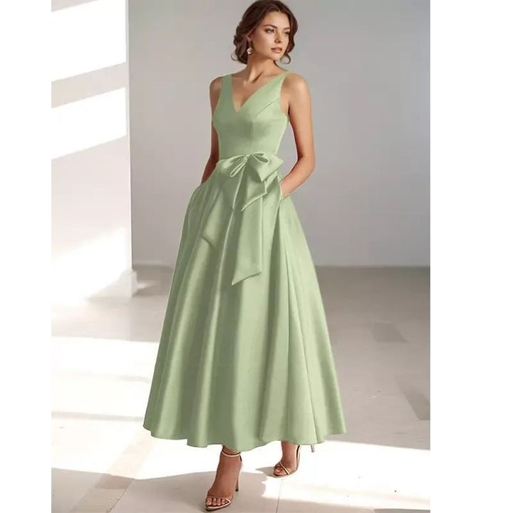 Satin Pleated Midi Dress for Women — Nadine, image 6
