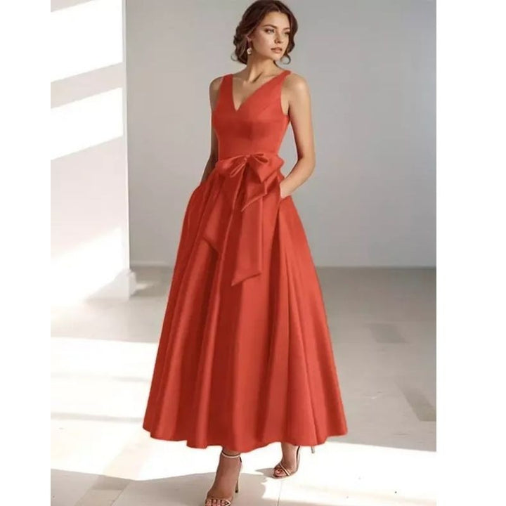Satin Pleated Midi Dress for Women — Nadine, image 8