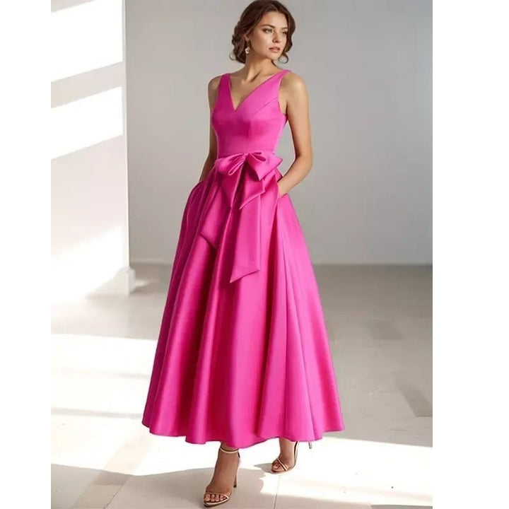 Satin Pleated Midi Dress for Women — Nadine, image 10