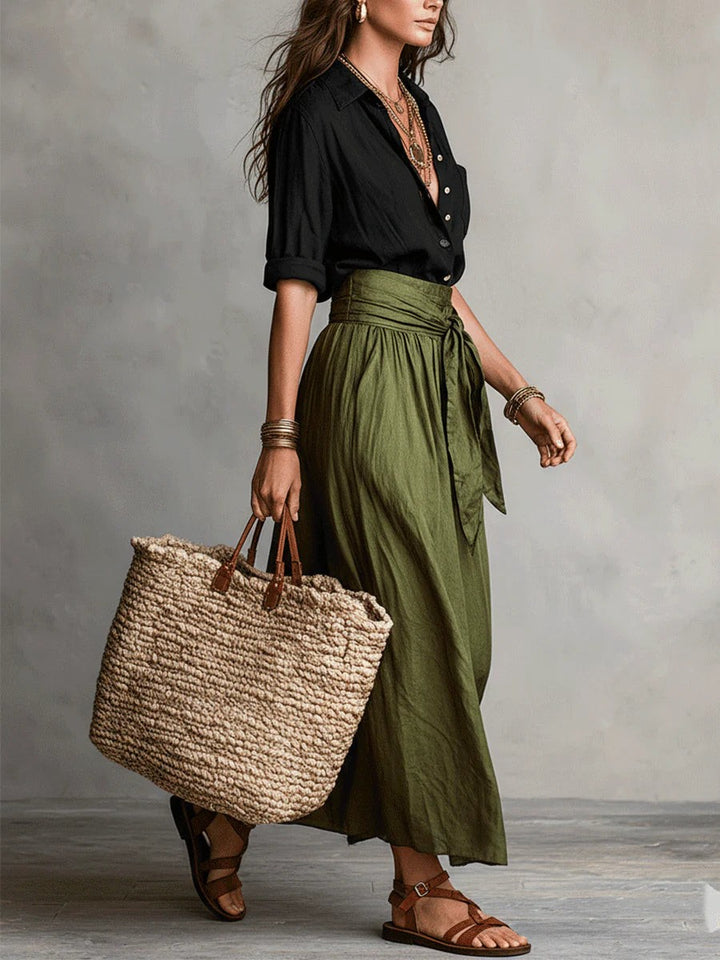 Two Piece Set with Long Sleeve Top and Skirt