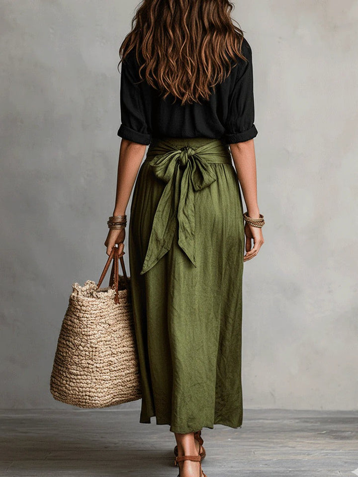 Two Piece Set with Long Sleeve Top and Skirt