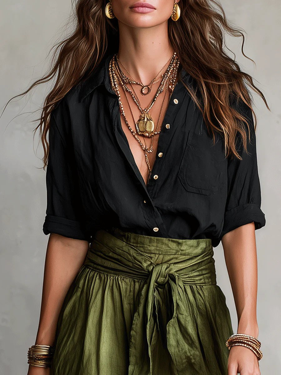 Two Piece Set with Long Sleeve Top and Skirt