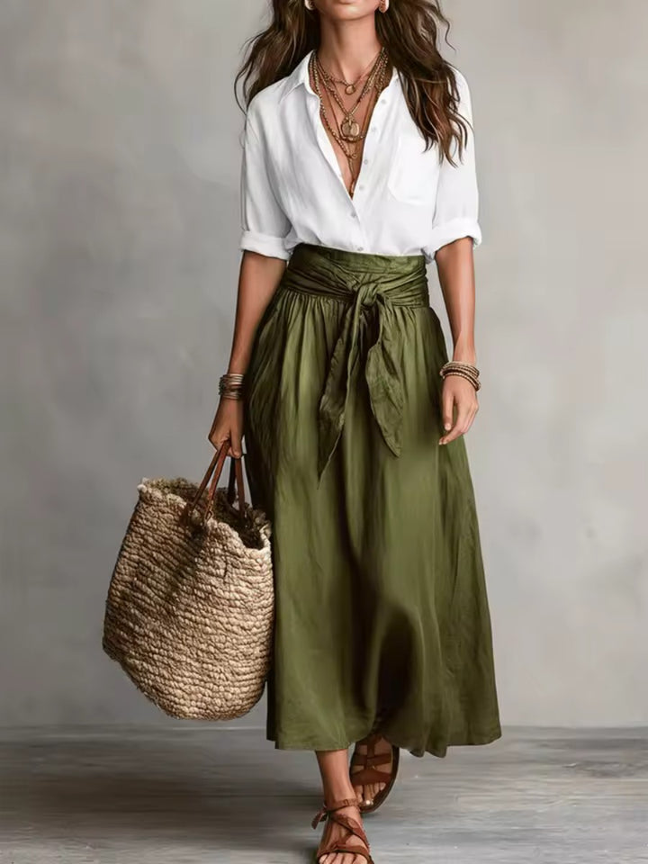 Two Piece Set with Long Sleeve Top and Skirt