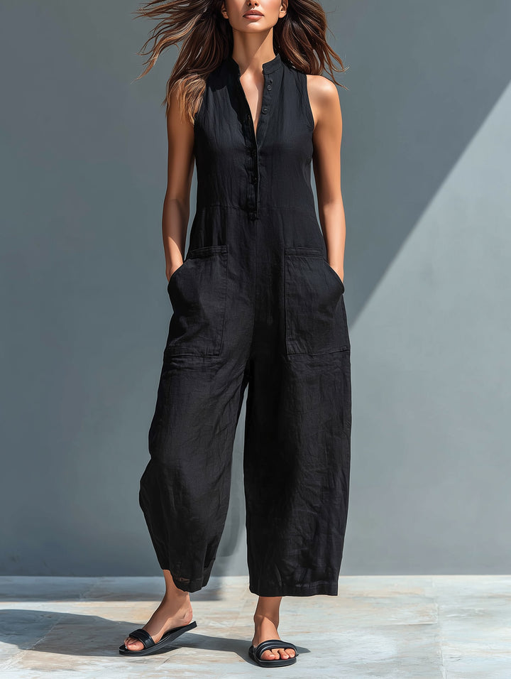 Nerida — Sleeveless Linen Jumpsuit, Avelony