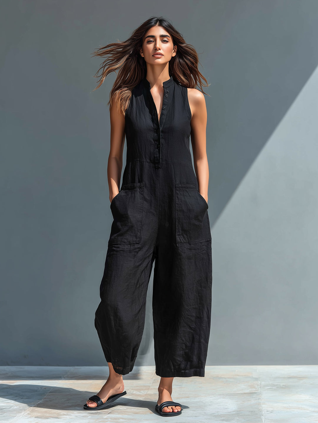 Nerida — Sleeveless Linen Jumpsuit (5), Avelony