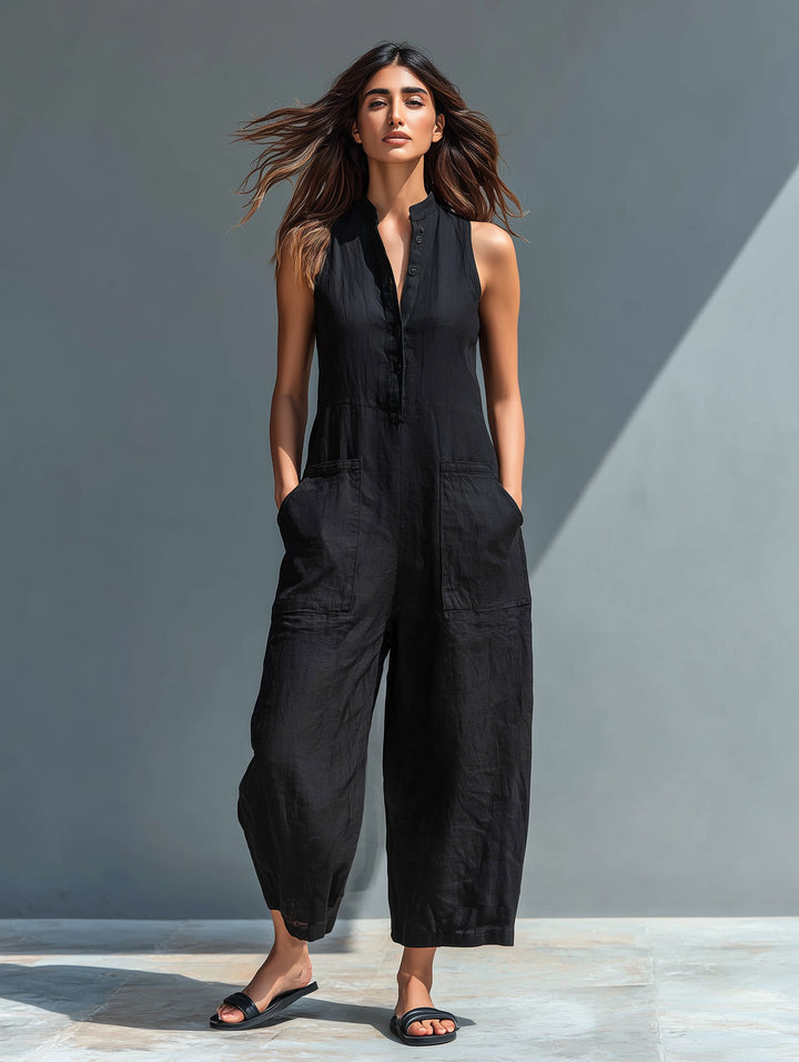 Nerida — Sleeveless Linen Jumpsuit (5), Avelony
