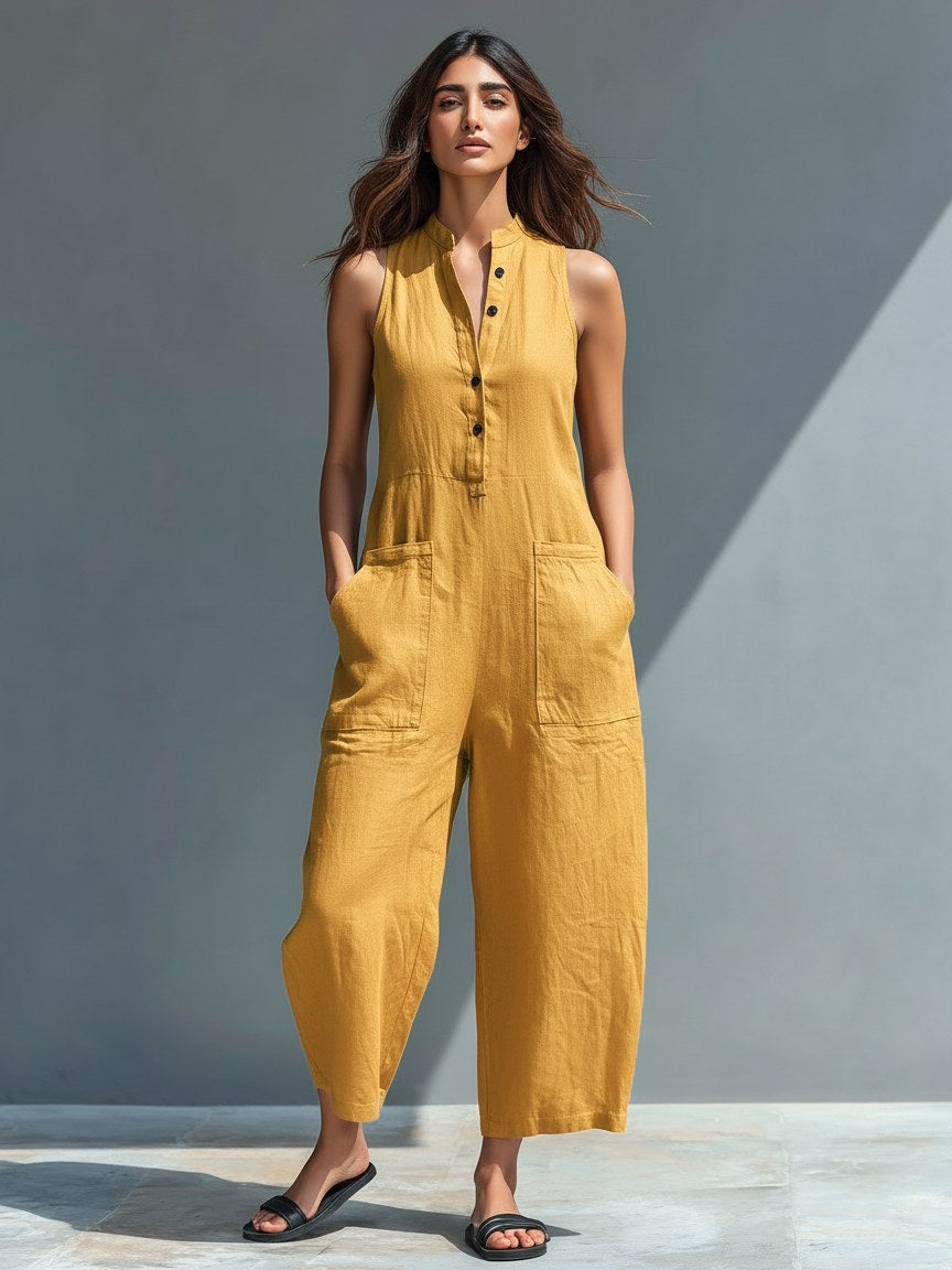 Nerida — Sleeveless Linen Jumpsuit (6), Avelony