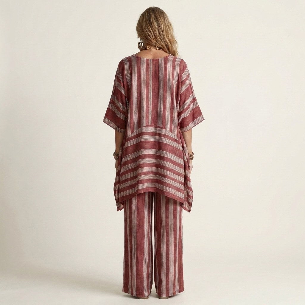 Striped Cotton Linen Two Piece Set — Nyla