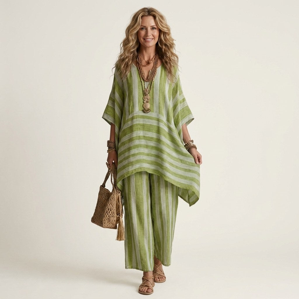 Striped Cotton Linen Two Piece Set — Nyla