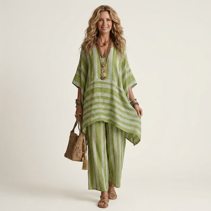 Striped Cotton Linen Two Piece Set — Nyla