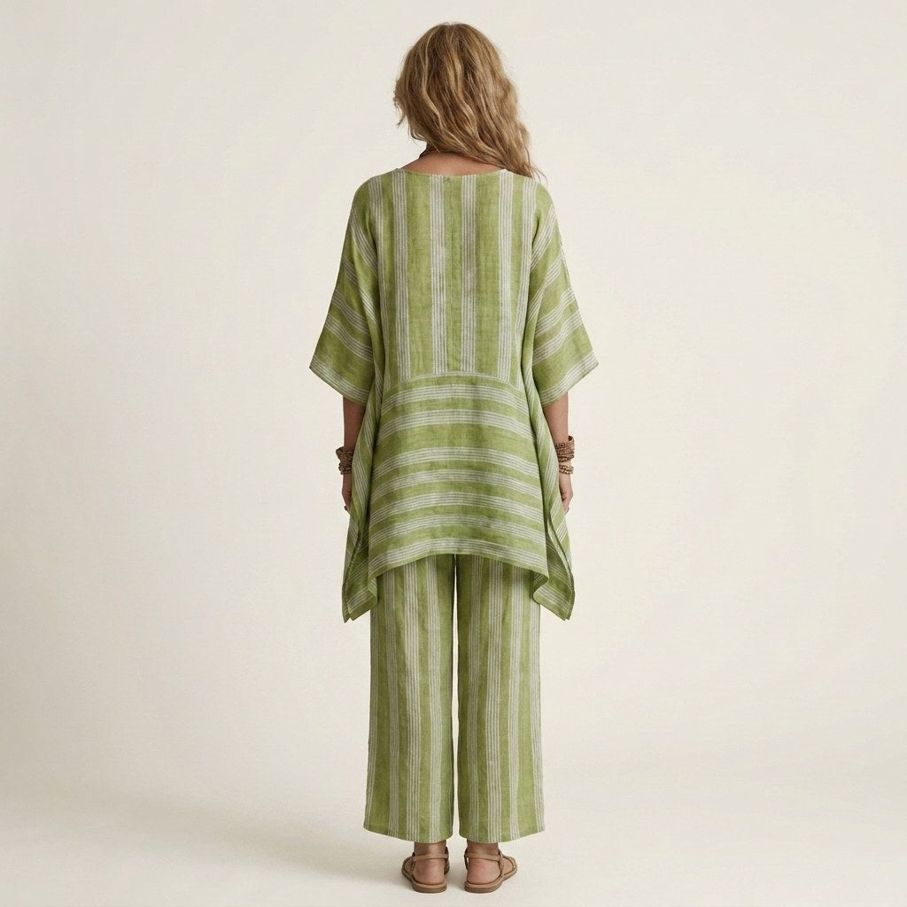 Striped Cotton Linen Two Piece Set — Nyla