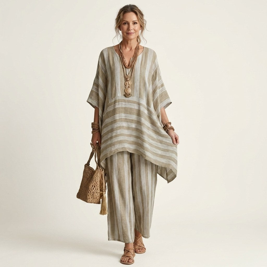 Striped Cotton Linen Two Piece Set — Nyla