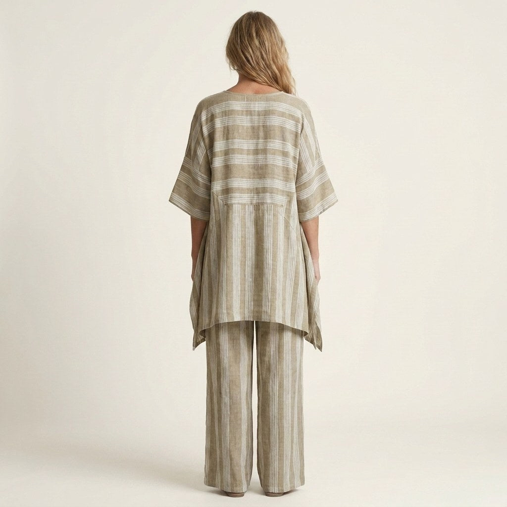 Striped Cotton Linen Two Piece Set — Nyla