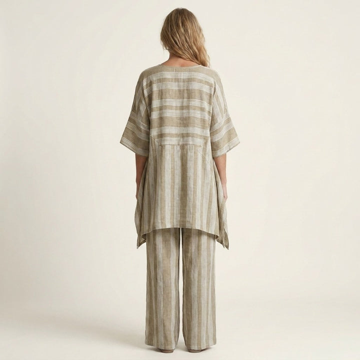 Striped Cotton Linen Two Piece Set — Nyla