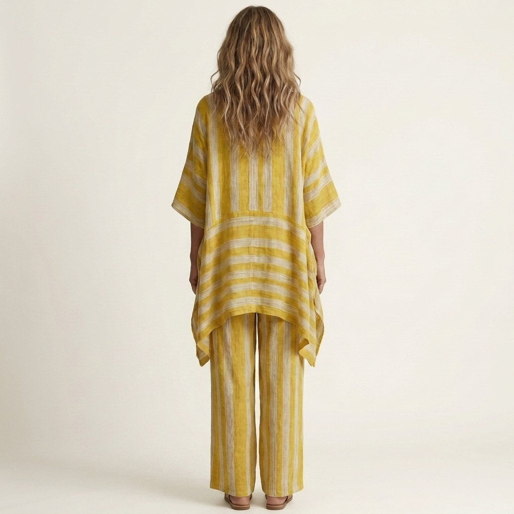 Striped Cotton Linen Two Piece Set — Nyla