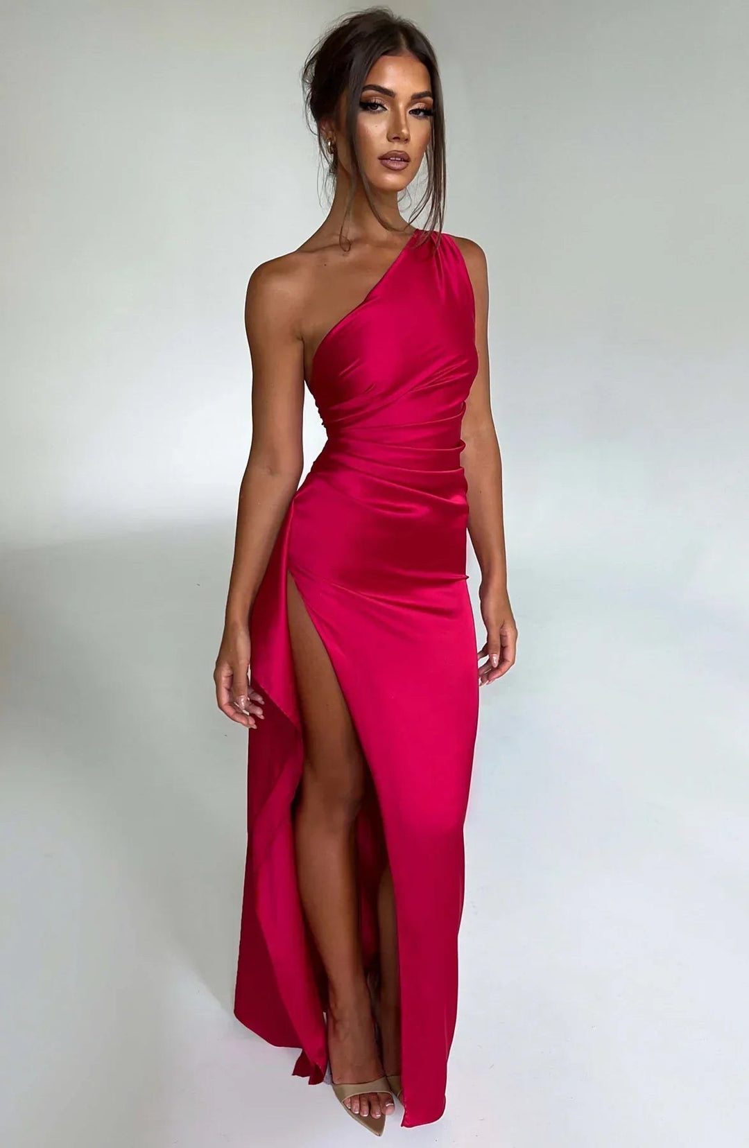 Amaya — One Shoulder Satin Maxi Dress for Women