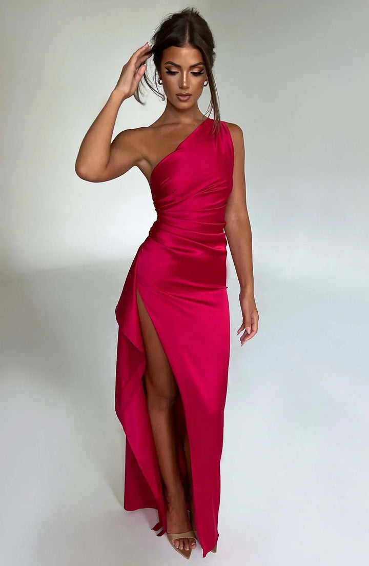 Amaya — One Shoulder Satin Maxi Dress for Women