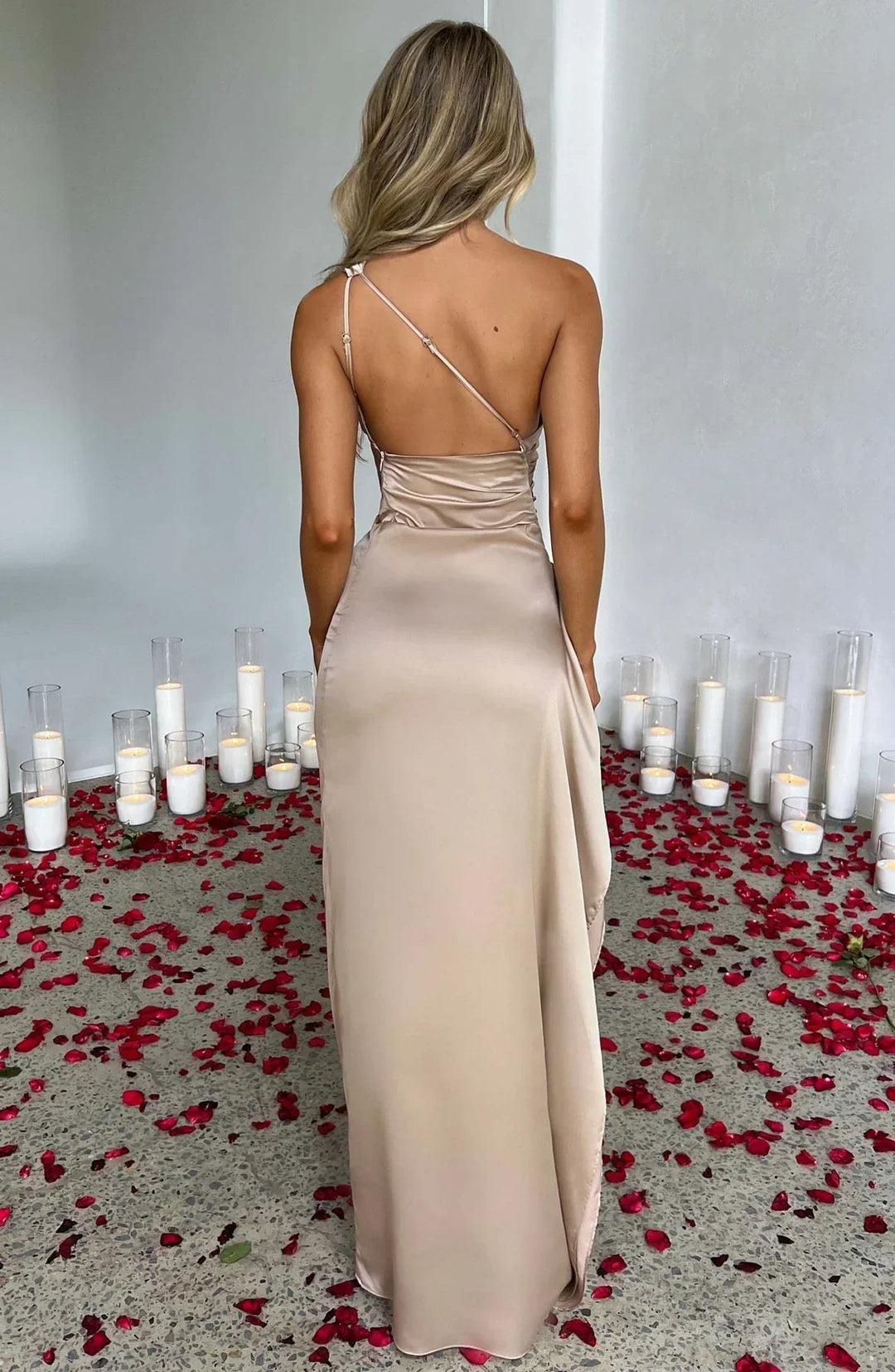 Amaya — One Shoulder Satin Maxi Dress for Women