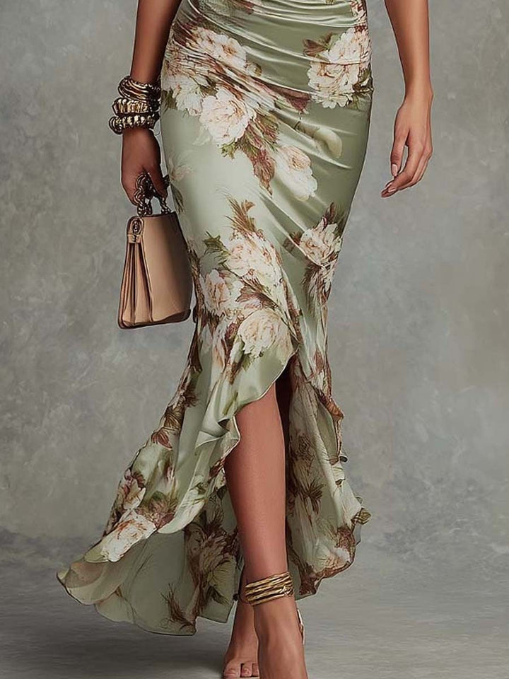 Floral Ruched Fishtail Maxi Dress for Women — Ophelia, image 5